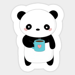 Kawaii Panda Coffee Lover T-Shirt Sticker